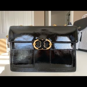 Tory Burch Gemini Chainlink Black Patent Bag